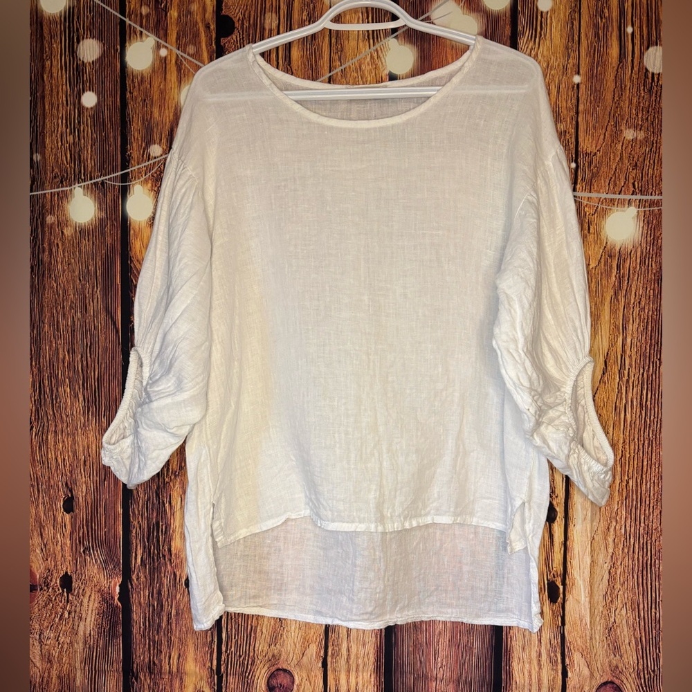 Bellambra Made in Italy 100% Linen White Blouse